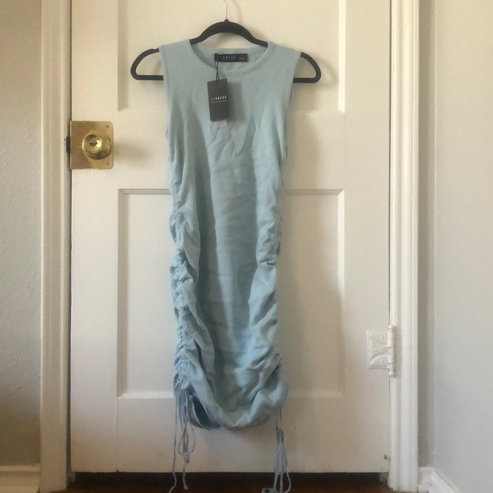 Cinched Lioness dress in Light Blue